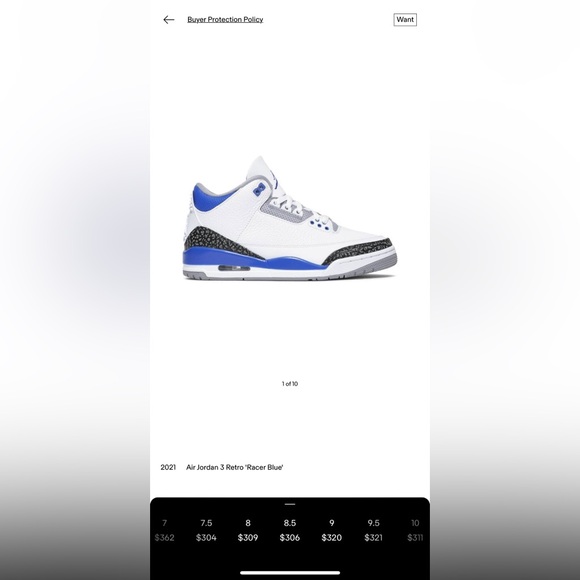 Air Jordan Retro 3 Racer Blue Size 8.5 - Picture 9 of 9